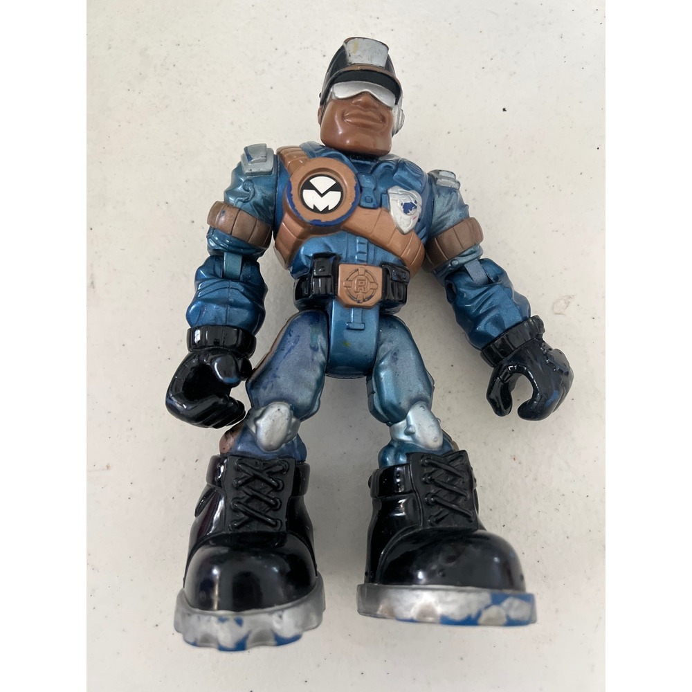 Fisher-Price Rescue Heroes Jack Hammer Action Figure Blue Silver 6 Inch Vintage